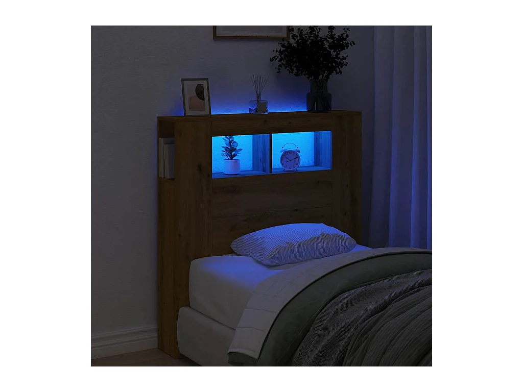 LED hoofdbord in handgemaakt eikenhout 100x18,5x103,5 cm