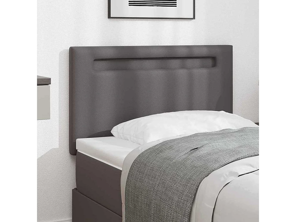 Tête de lit avec des lumières à LED Gris 90 cm PVC