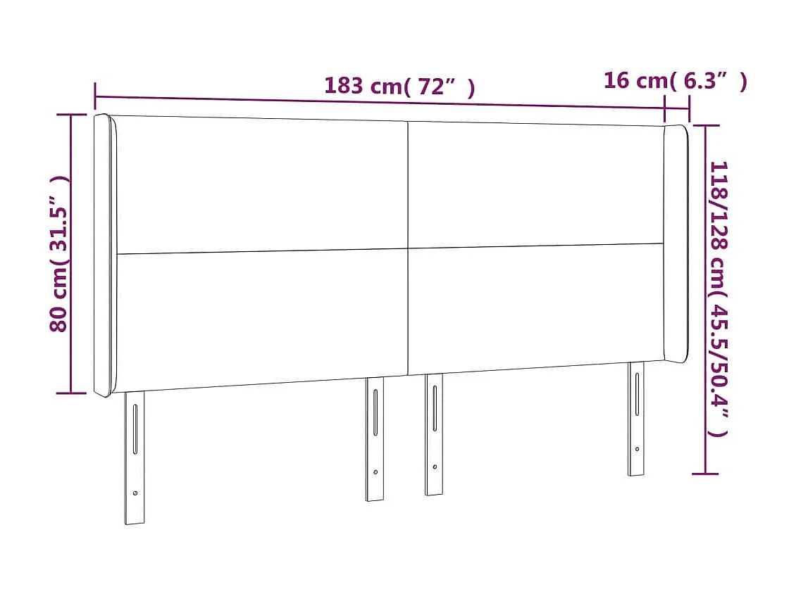 Cabecero LED azul 183x16x118/128 cm Tela