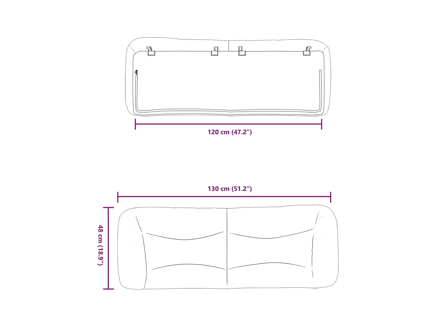 Bruin hoofdbordkussen 120 cm kunstleer