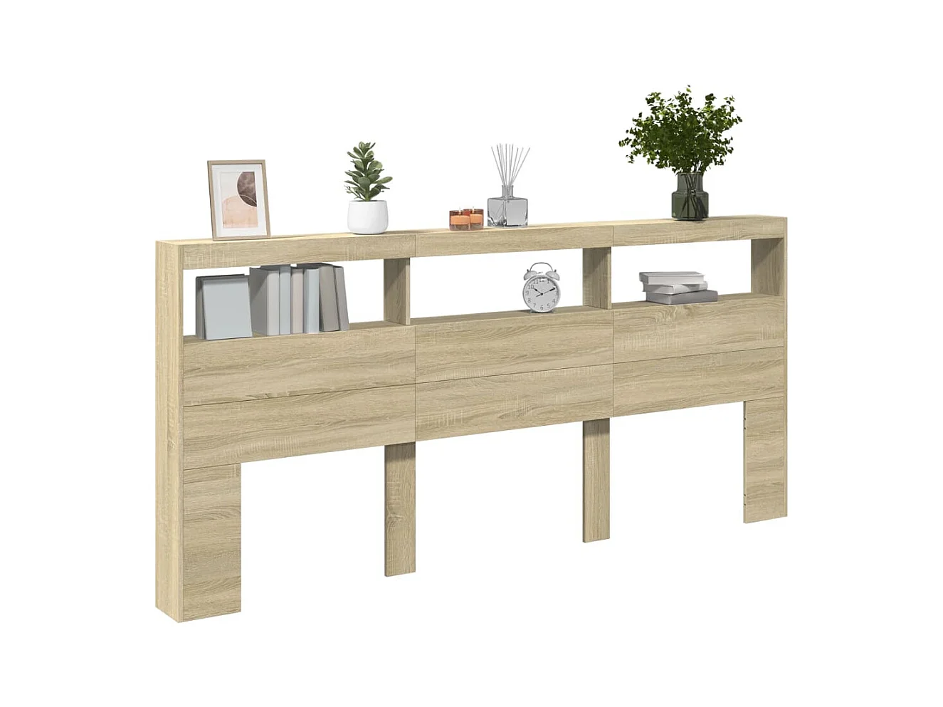 Cabecero de armario con LED roble Sonoma 220x17x102 cm