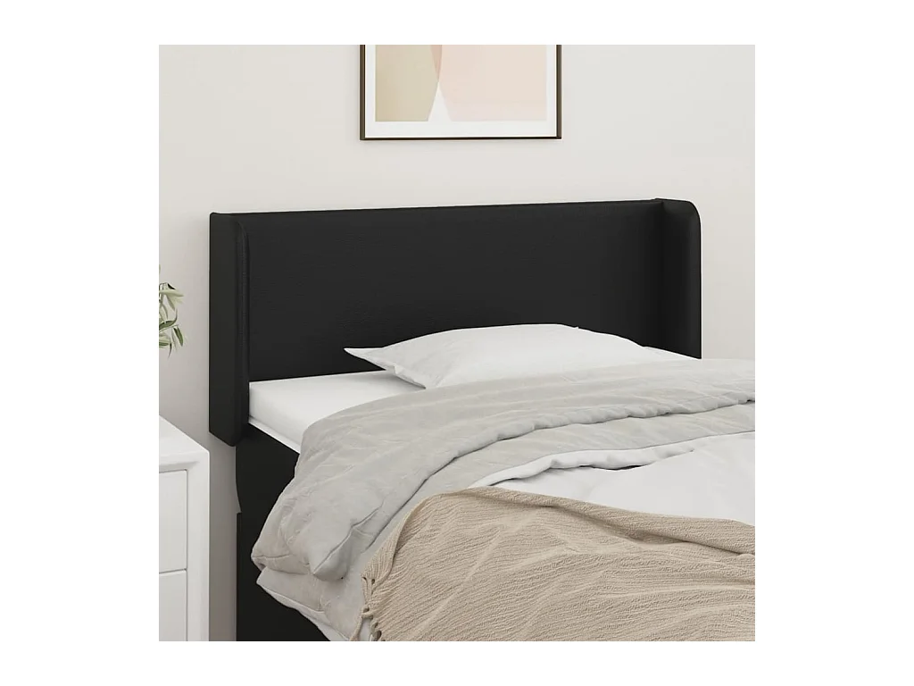 Tête de lit avec oreilles Noir 103x16x78/88 cm Similicuir