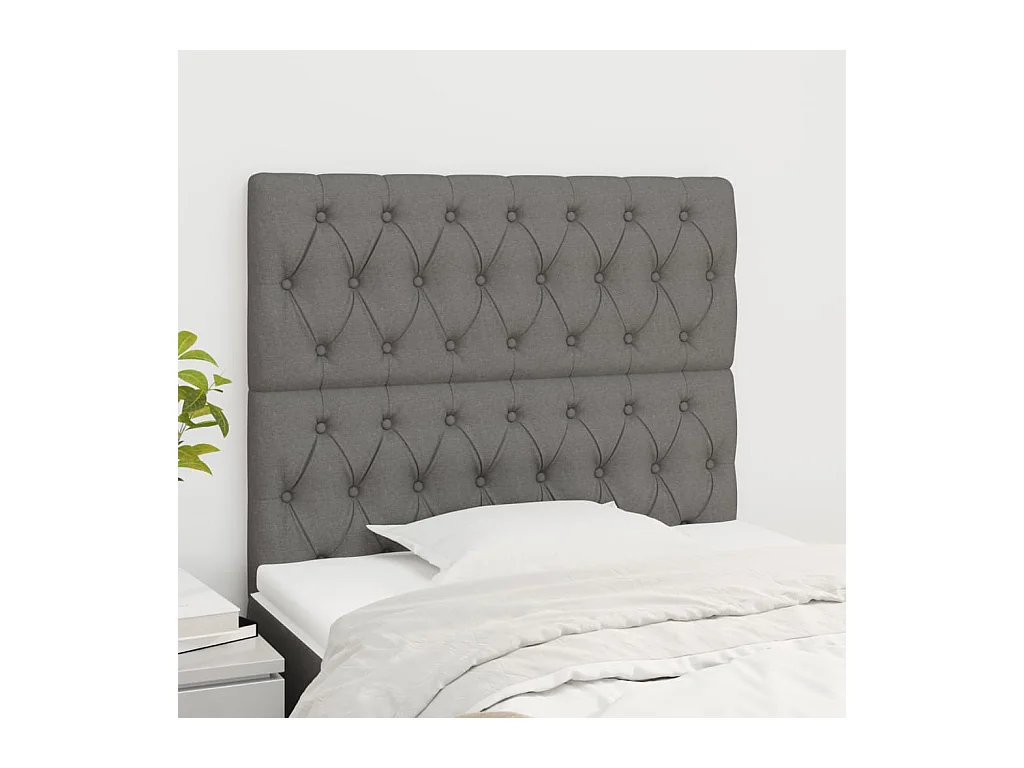Têtes de lit 2 pcs Gris foncé 100x7x78/88 cm Tissu