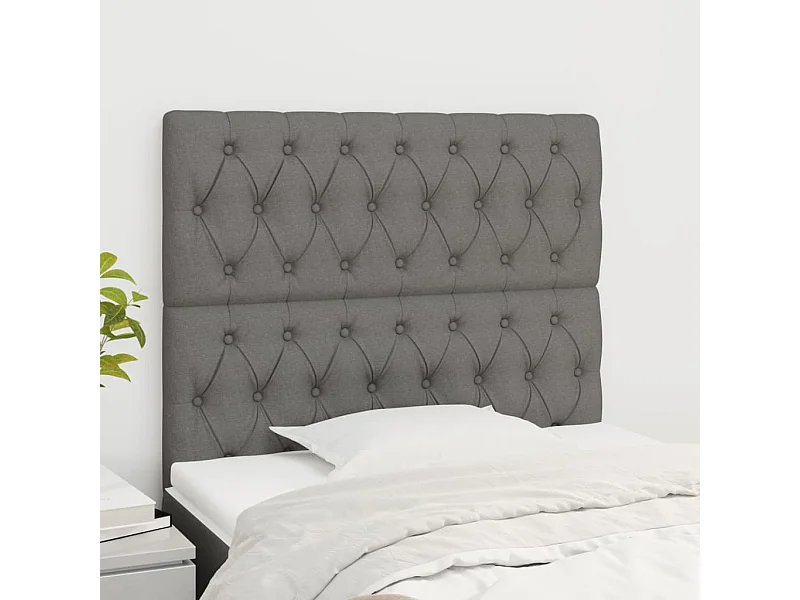 Têtes de lit 2 pcs Gris foncé 100x7x78/88 cm Tissu