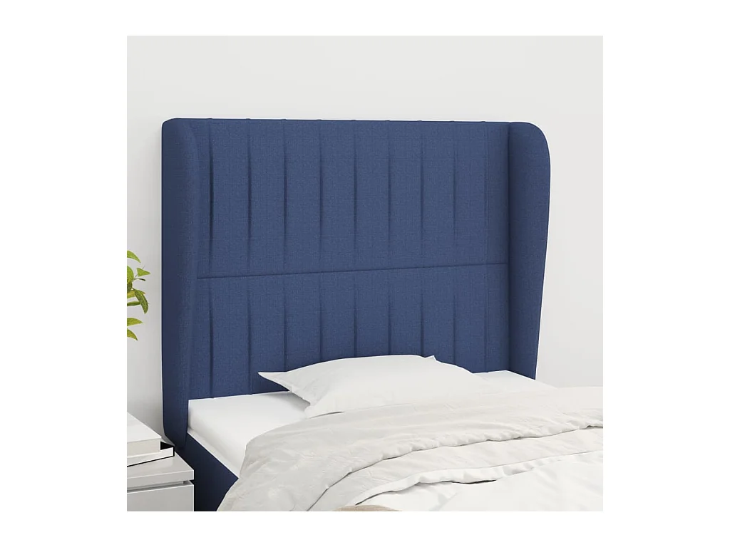 Hoofdbord met vleugels Blauw 83x23x118/128 cm Stof