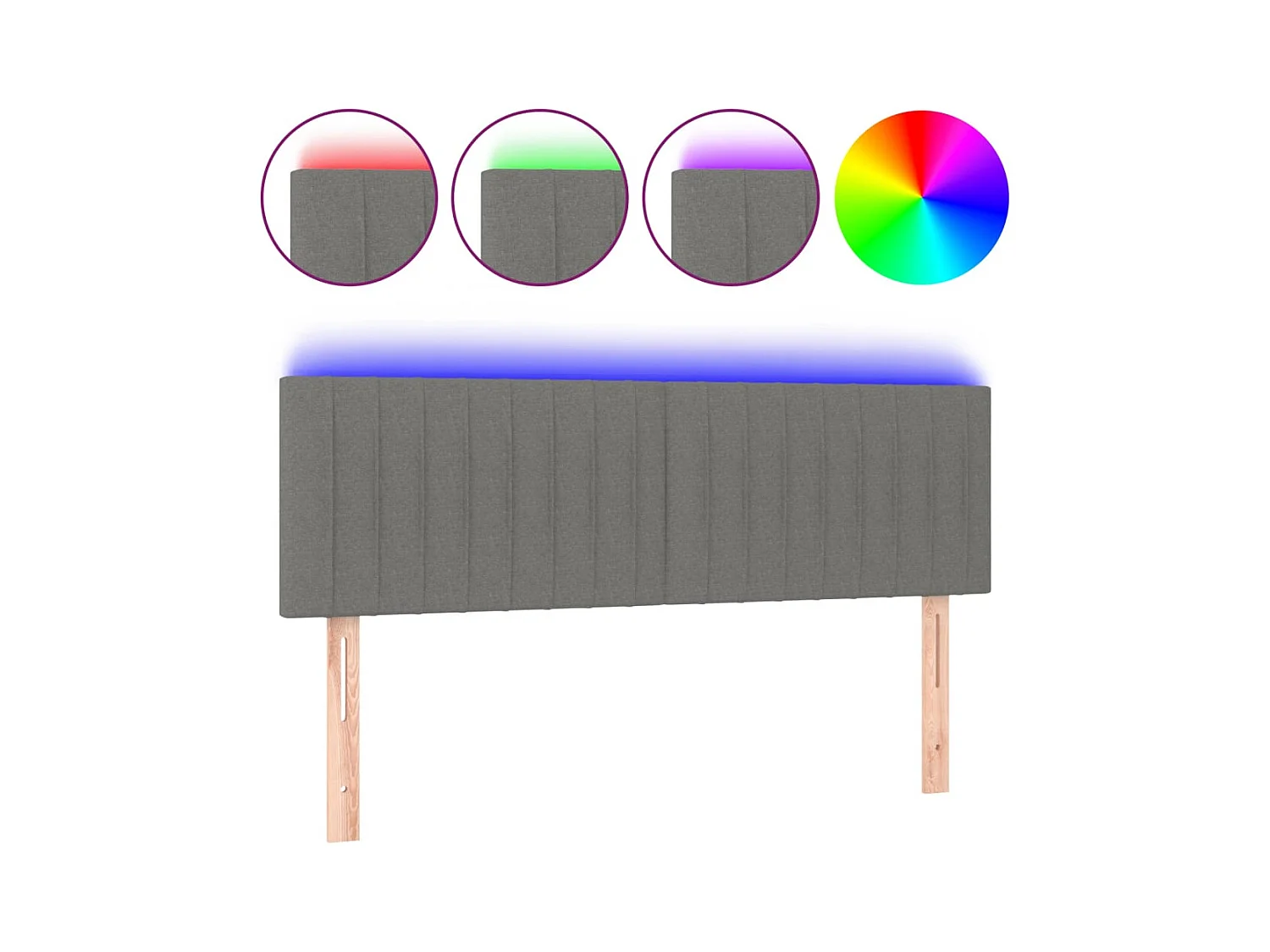 LED hoofdbord Donkergrijs 144x5x78/88 cm Stof