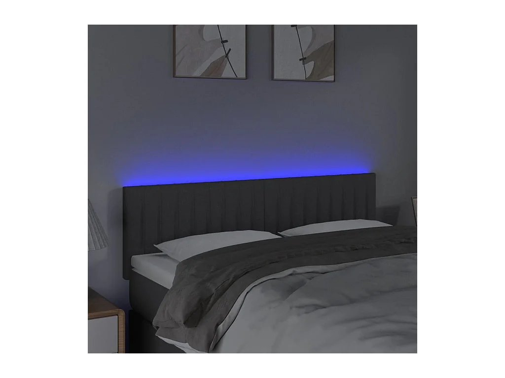 LED hoofdbord Donkergrijs 144x5x78/88 cm Stof
