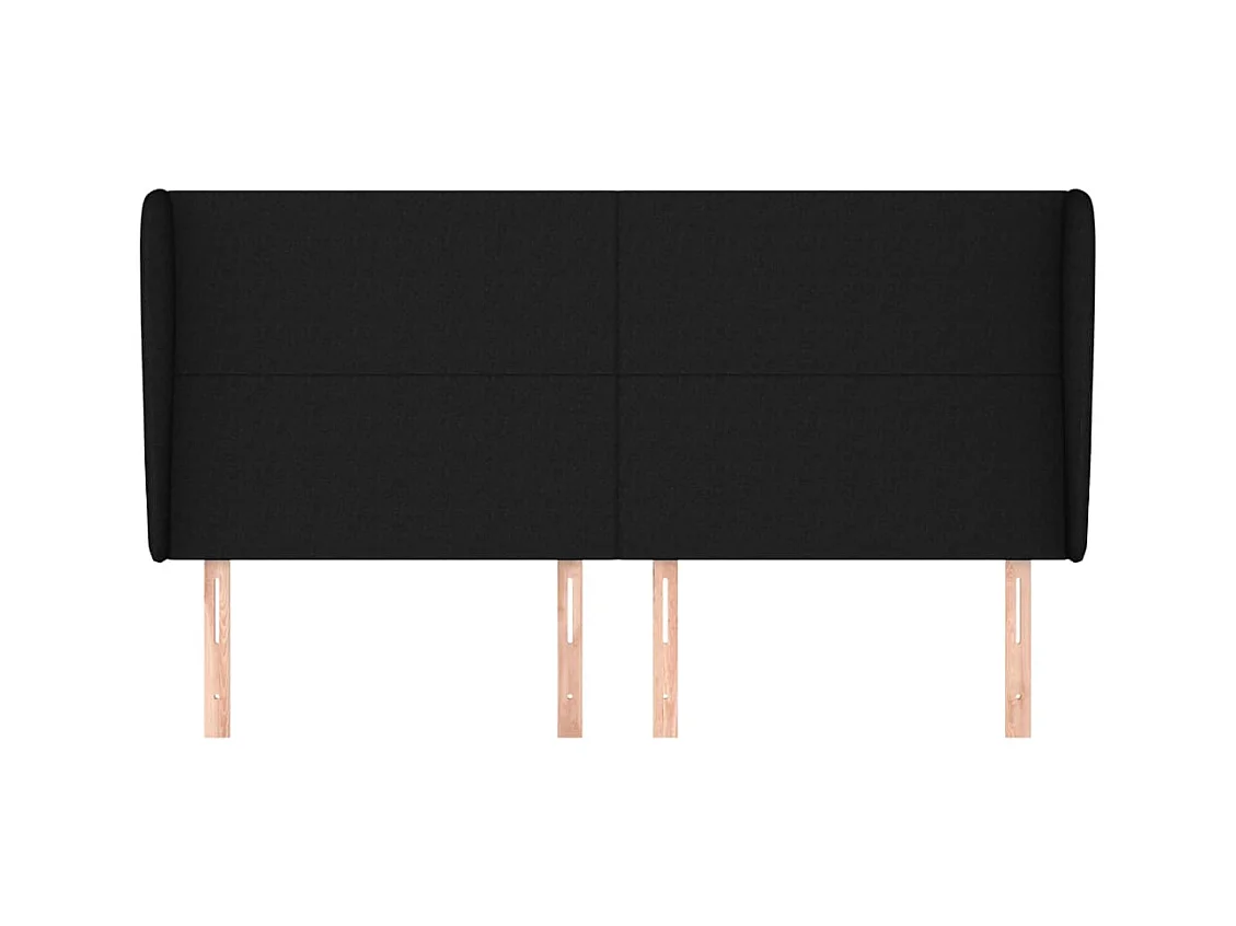 Hoofdbord met vleugels Zwart 163x23x118/128 cm Stof