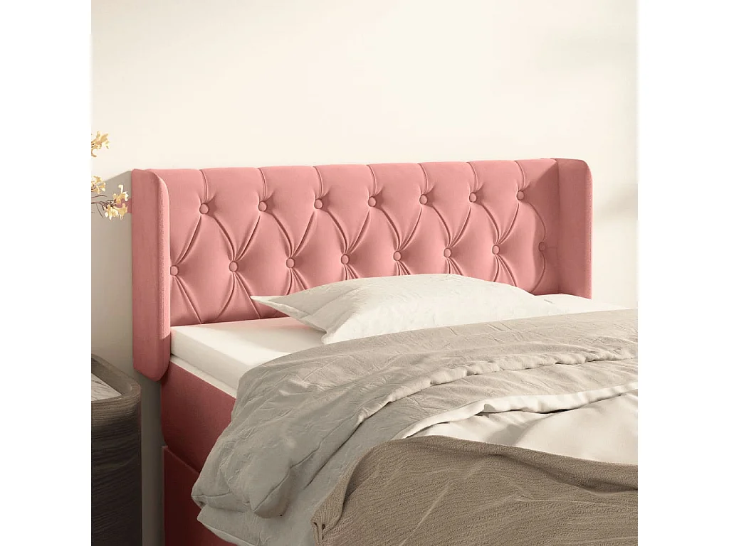 Testiera con orecchie Rose 93x16x78/88 cm Velluto
