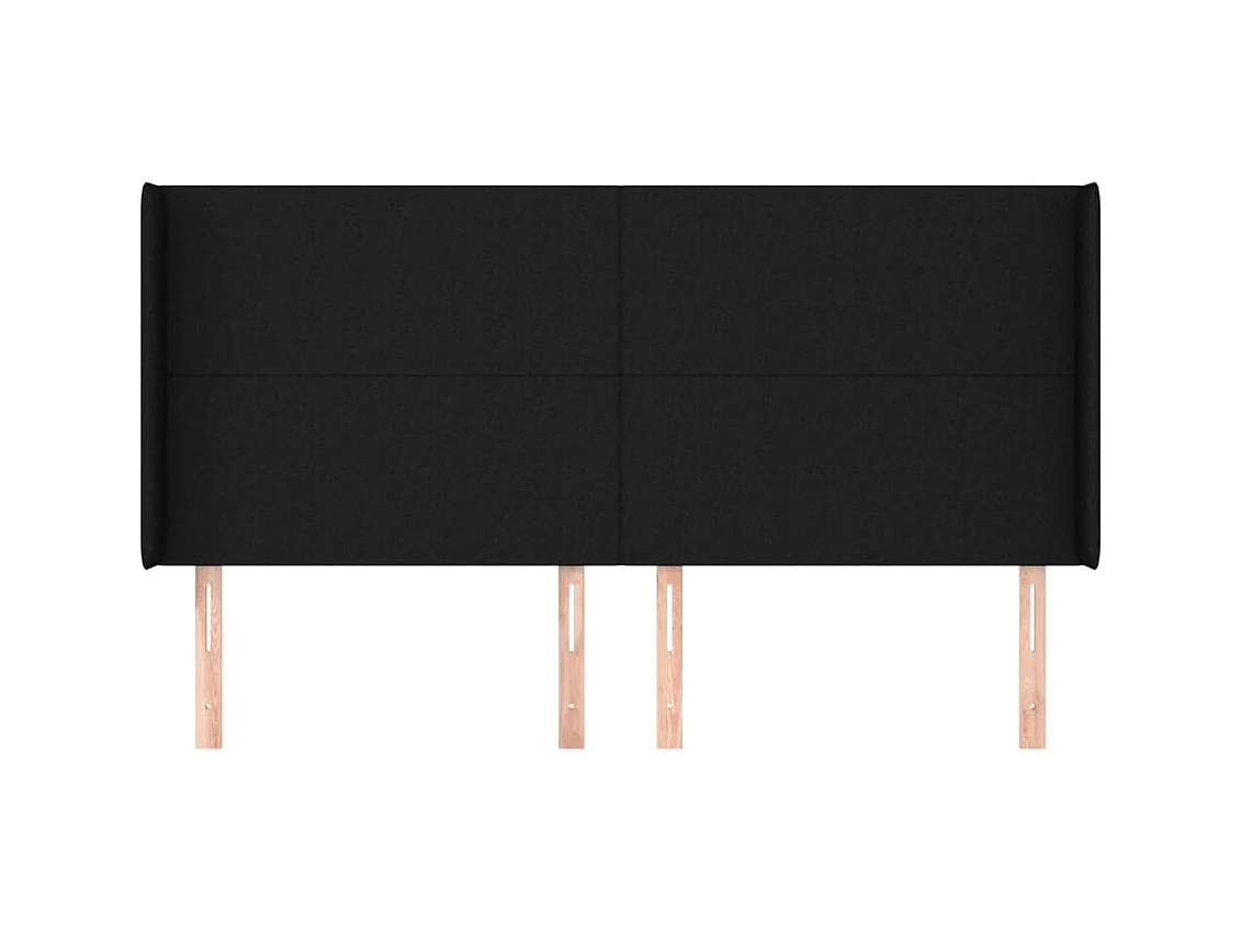 Tête de lit avec oreilles Noir 163x16x118/128 cm Tissu