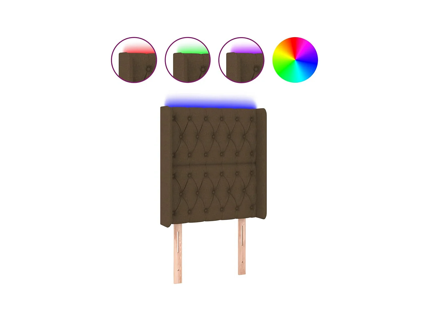 LED Hoofdbord Donkerbruin 83x16x118/128 cm Stof