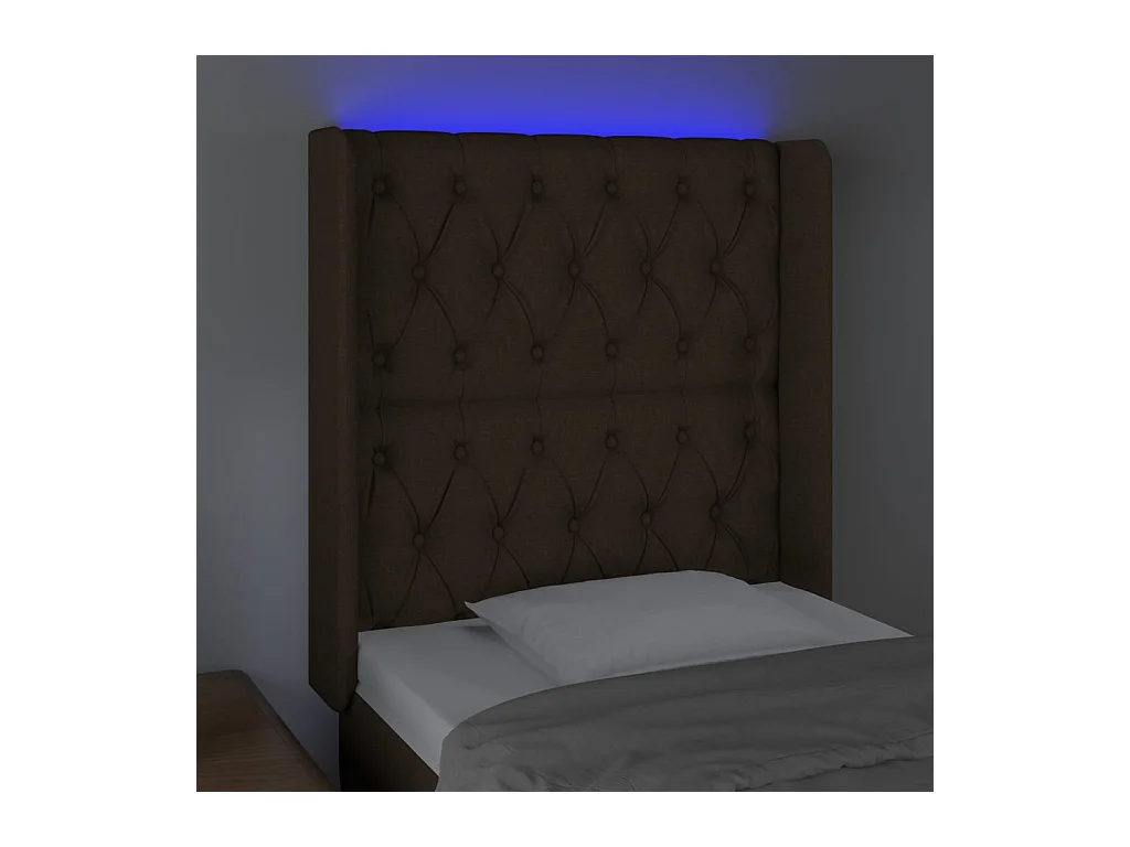 LED Hoofdbord Donkerbruin 83x16x118/128 cm Stof