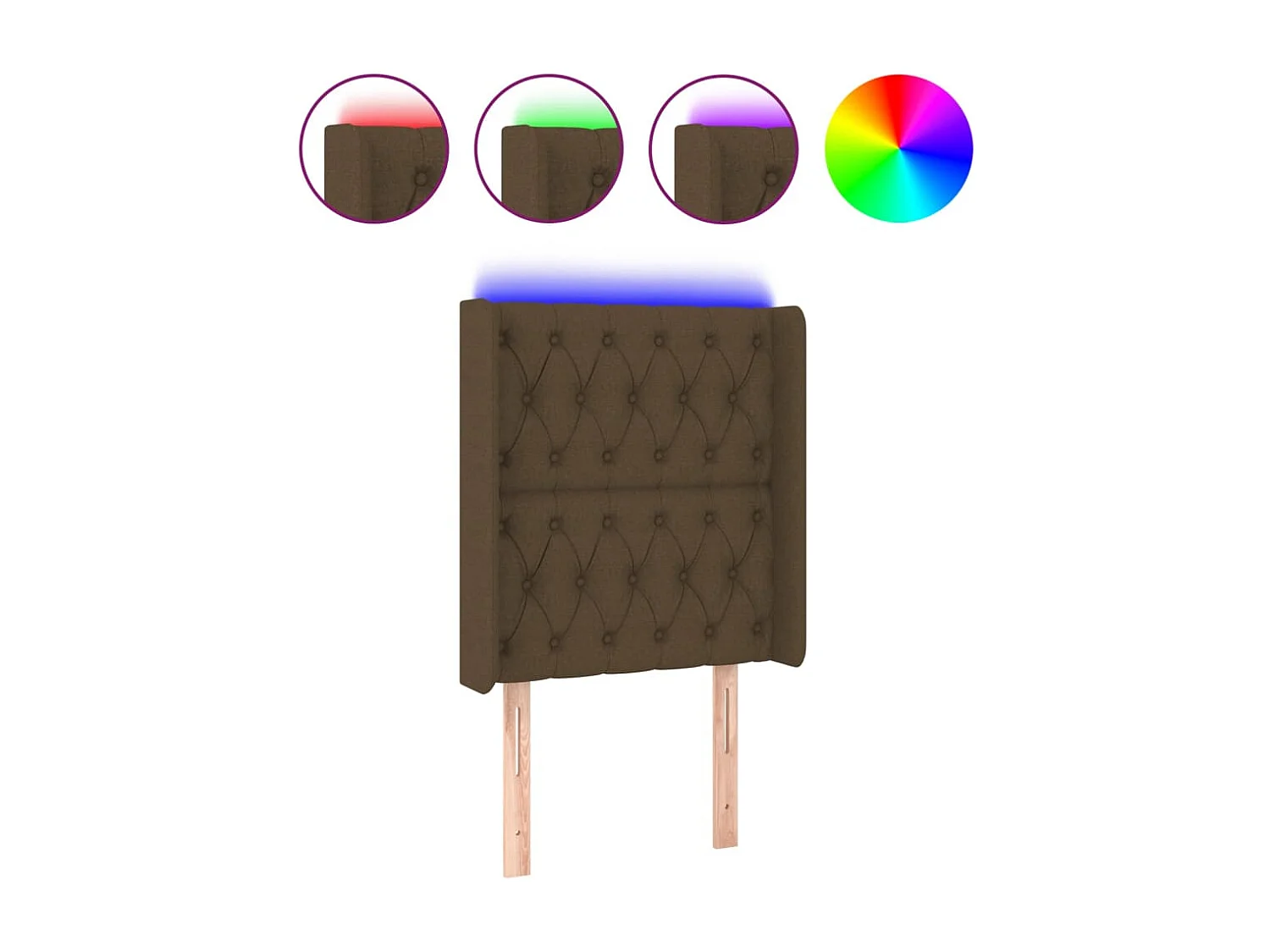 Tête de lit à LED Marron foncé 83x16x118/128 cm Tissu