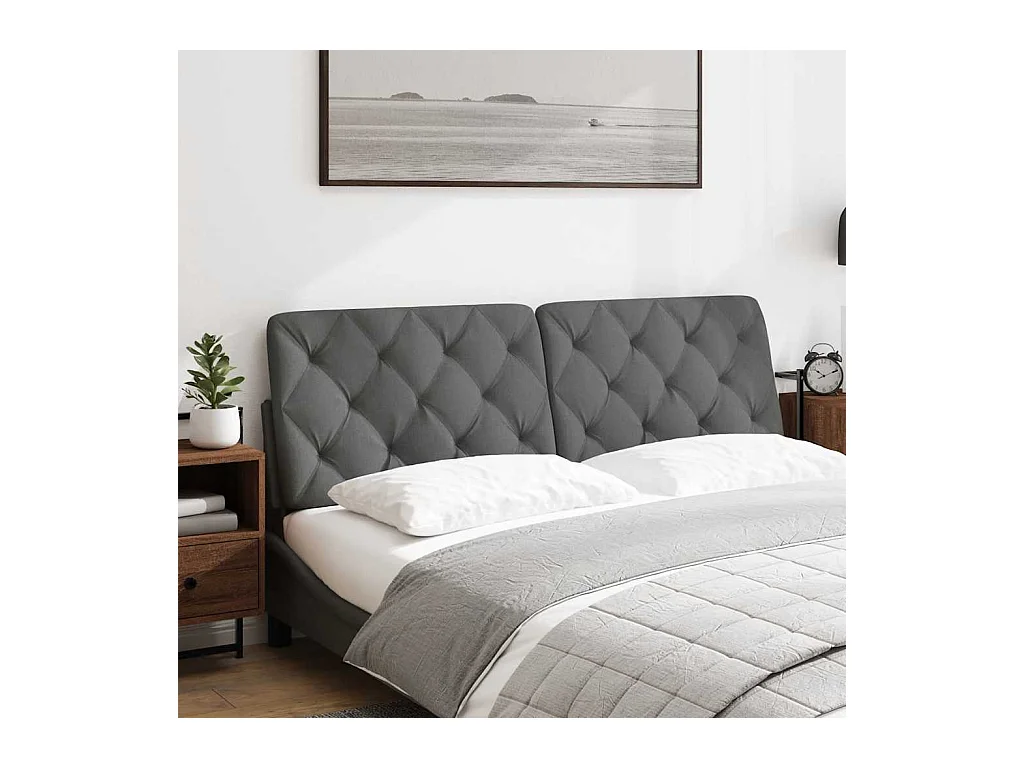 Donkergrijs hoofdbordkussen 160 cm stof