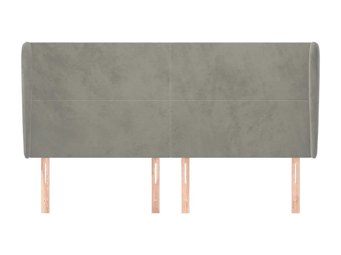 Testiera con ali Grigio chiaro 183x23x118/128 cm Velluto