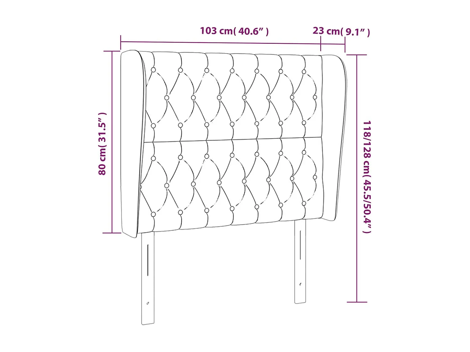 Hoofdbord met vleugels Zwart 103x23x118/128 cm Fluweel