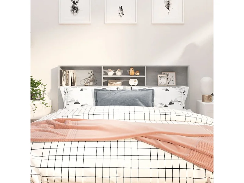 Cabecero de cama gris hormigón 180x19x103,5 cm