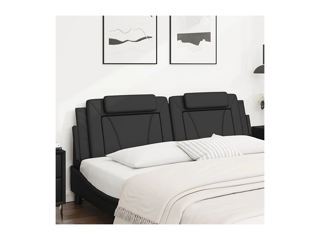 Zwart hoofdbordkussen 180 cm kunstleer