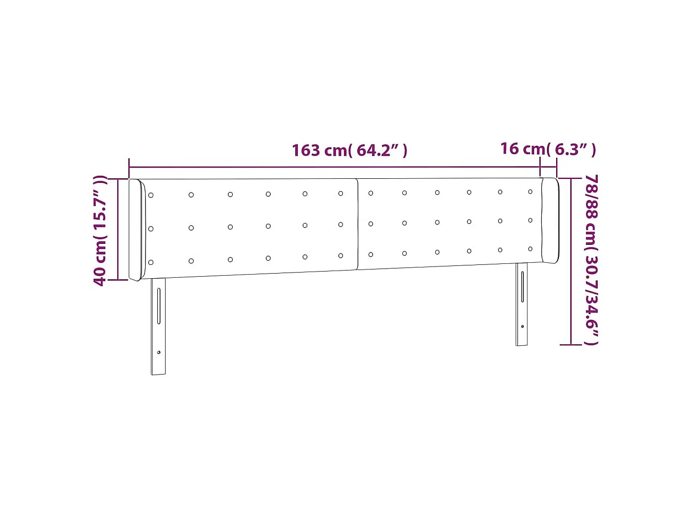 LED Hoofdbord Donkerbruin 163x16x78/88 cm Stof