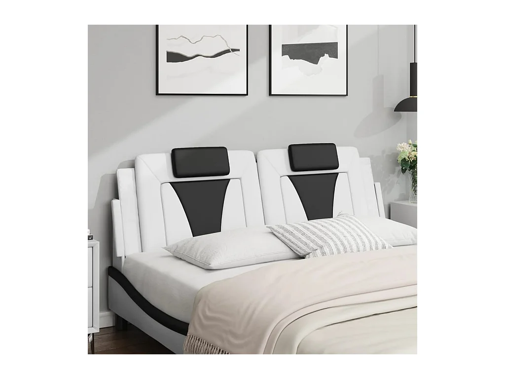 Wit en zwart hoofdbordkussen 160 cm kunstleer