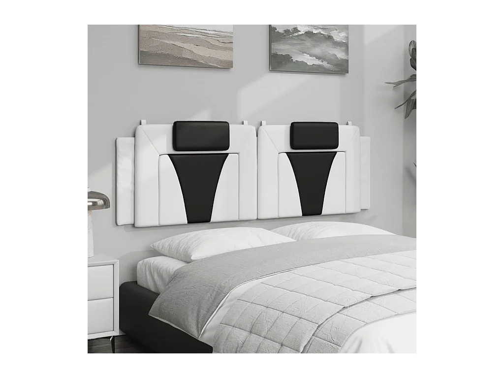 Wit en zwart hoofdbordkussen 160 cm kunstleer