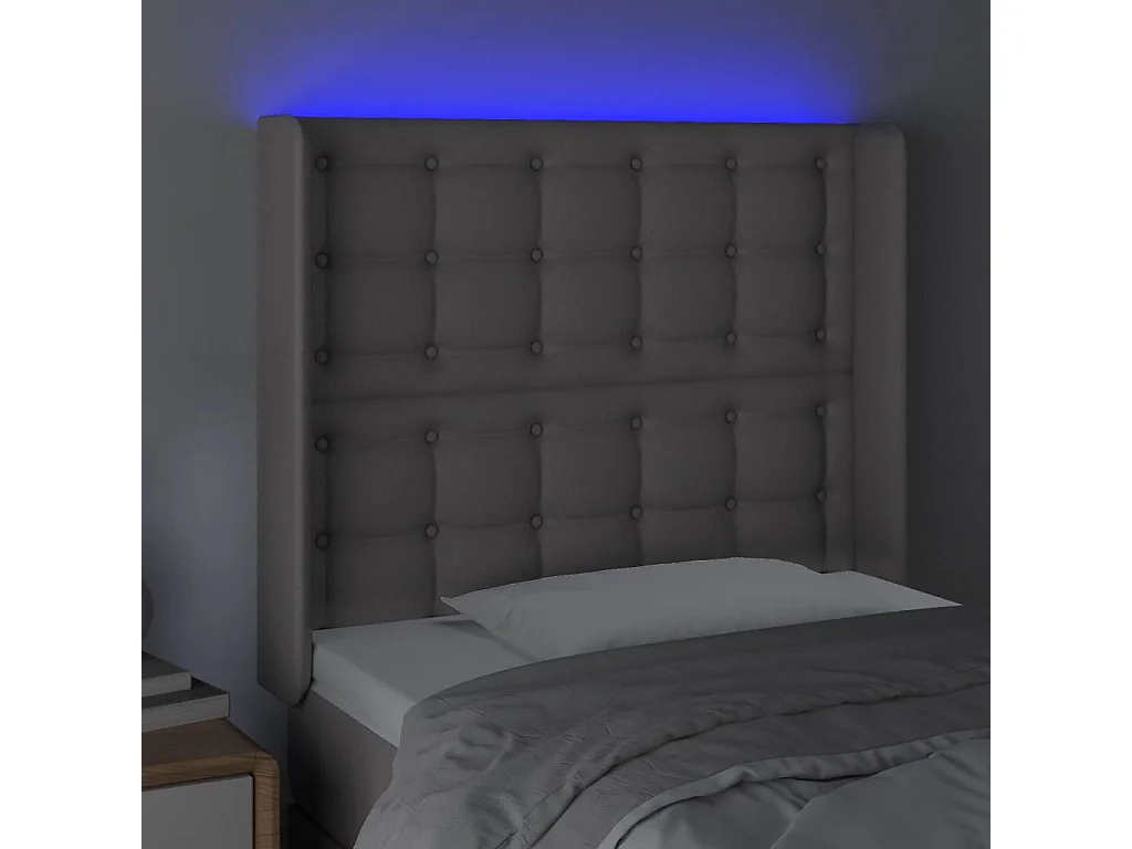 LED-Kopfteil Grau 83x16x118/128 cm Kunstleder