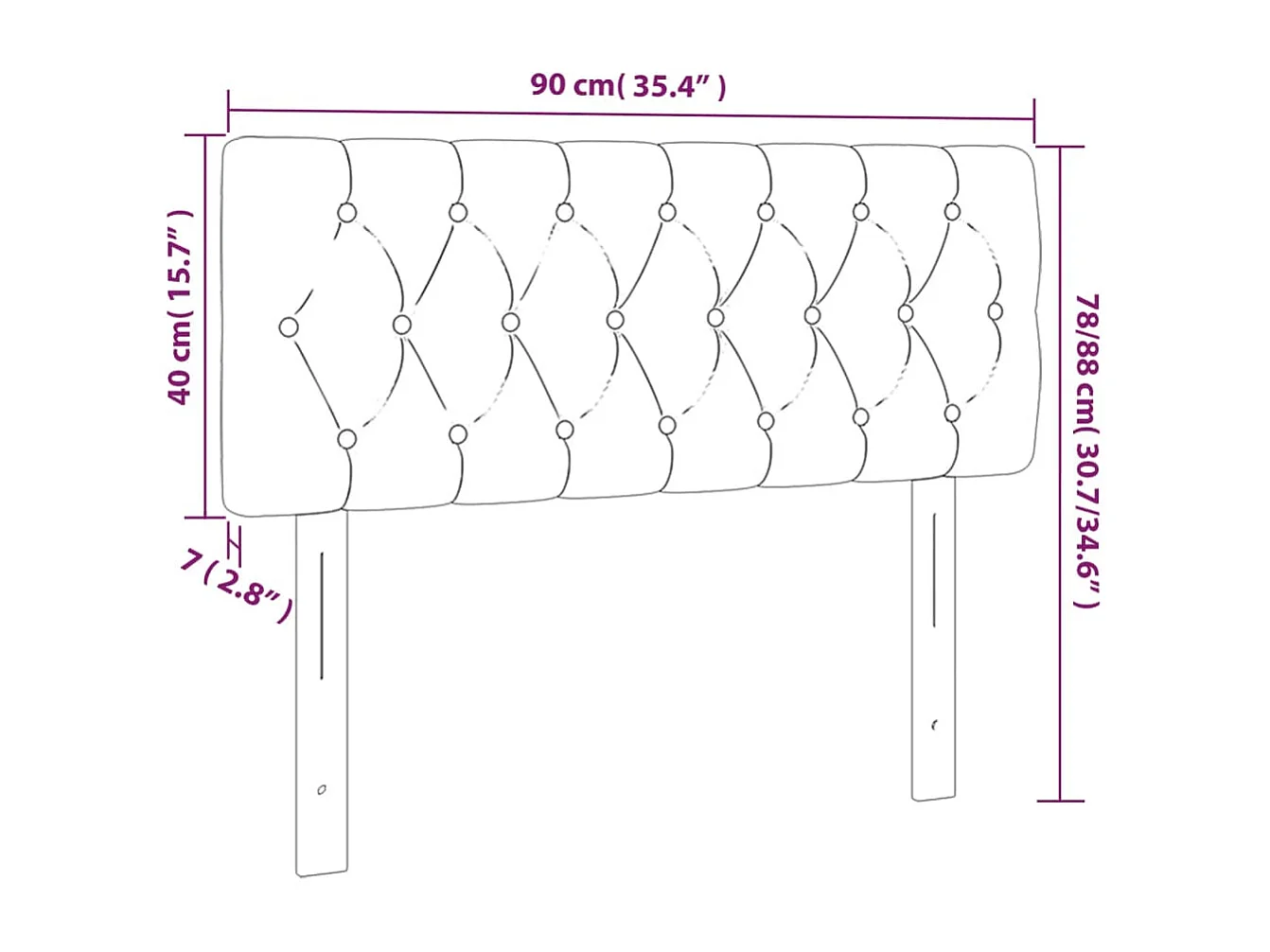 Zwart LED hoofdbord 90x7x78/88 cm fluweel