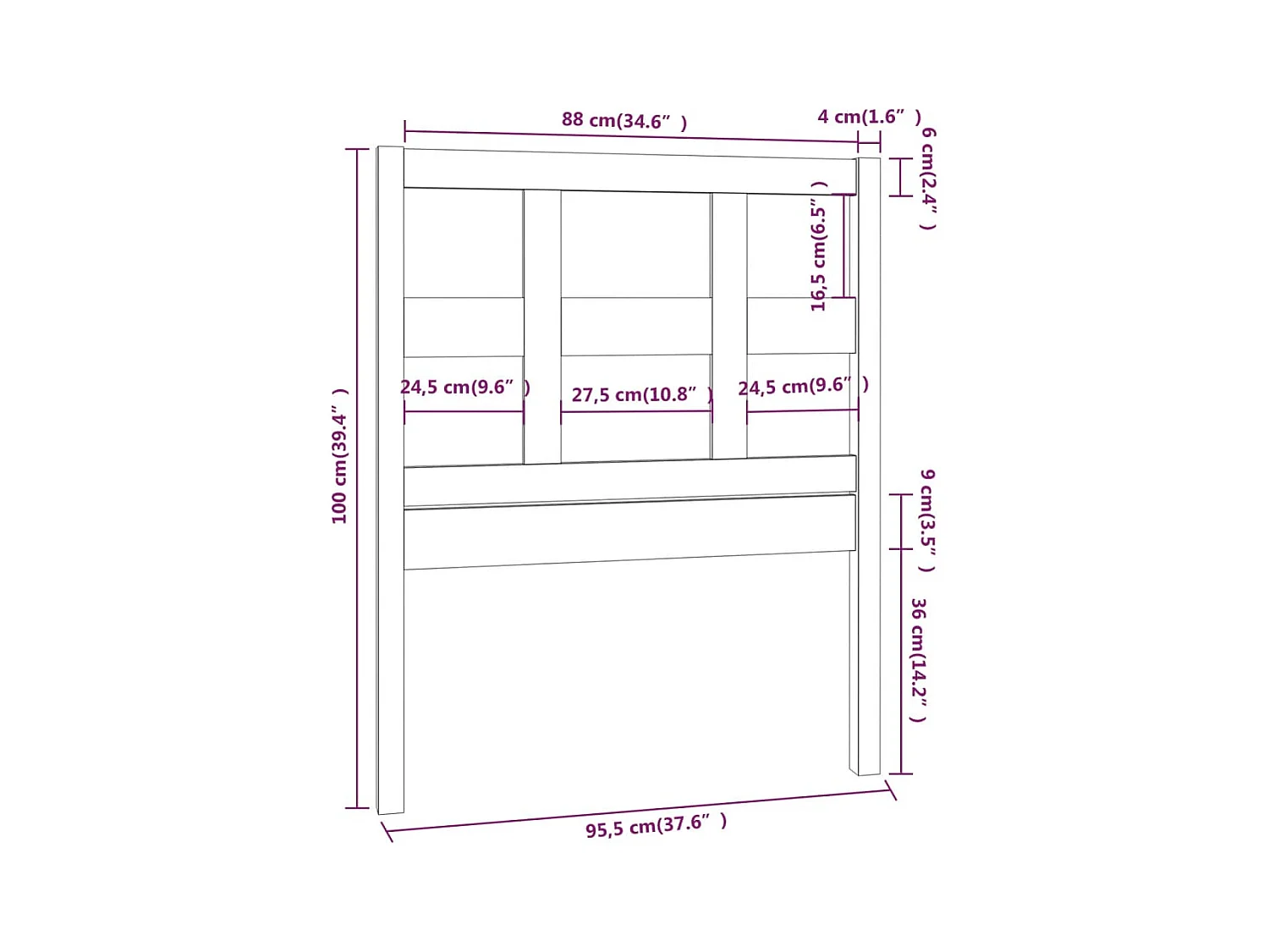 Tête de lit 95,5x4x100 cm Bois massif de pin