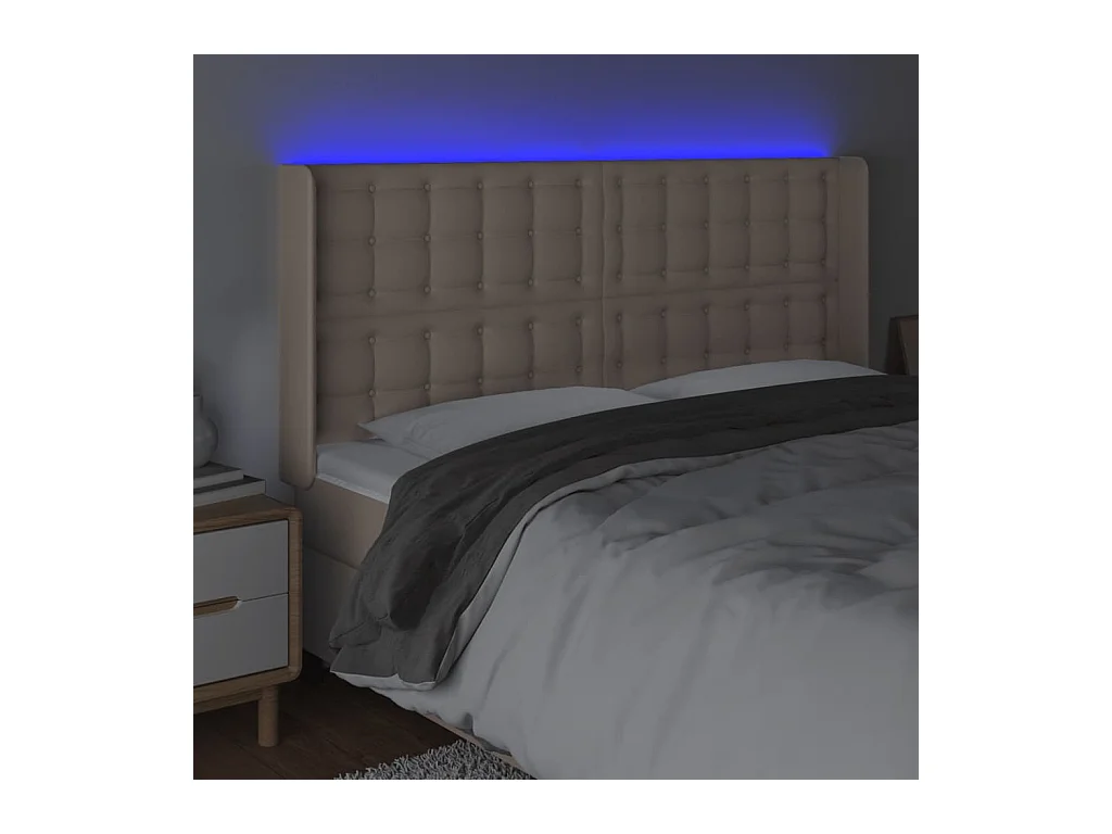 LED hoofdbord Cappuccino 147x16x118/128 cm Kunstleer