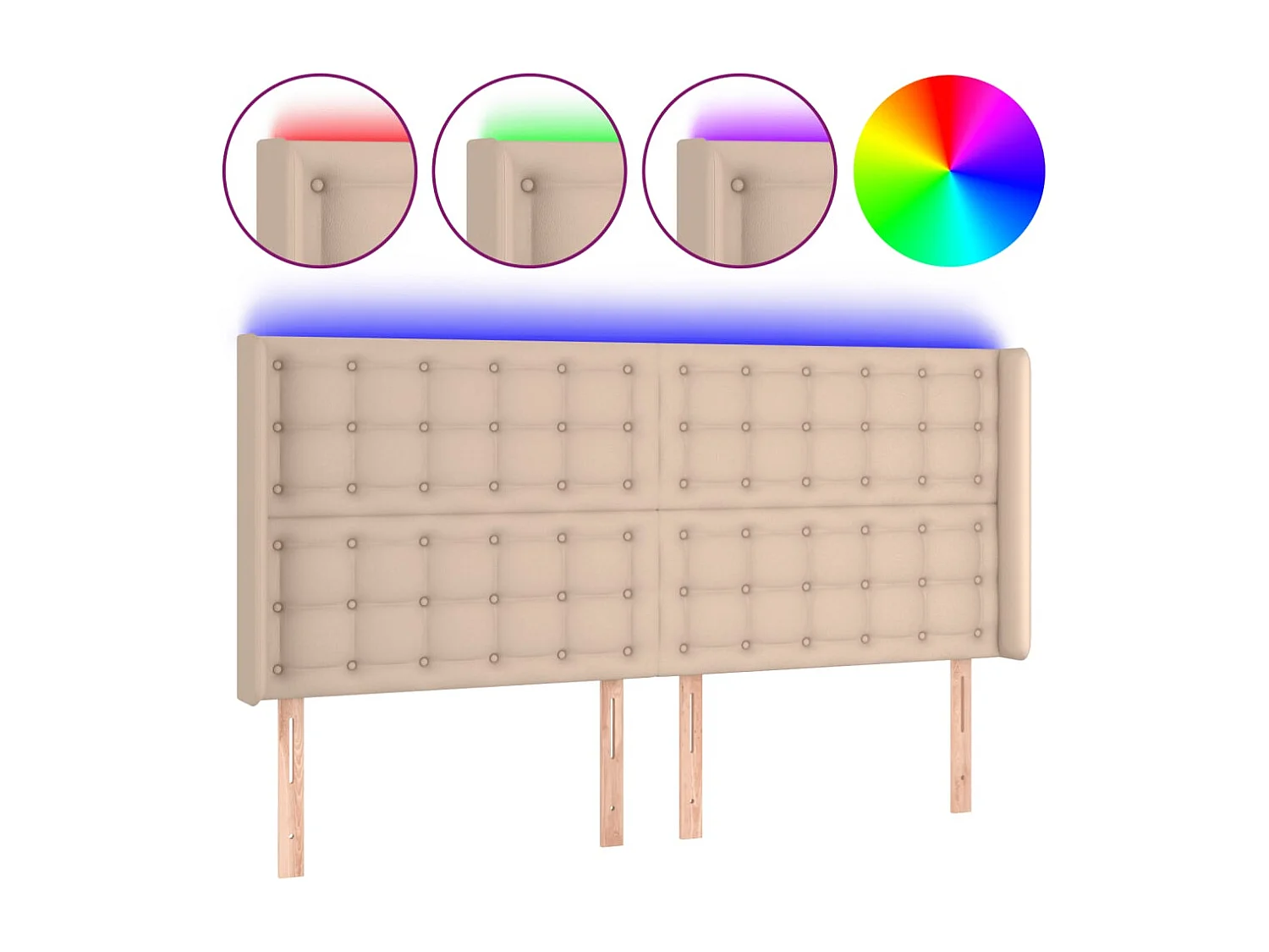 LED hoofdbord Cappuccino 147x16x118/128 cm Kunstleer