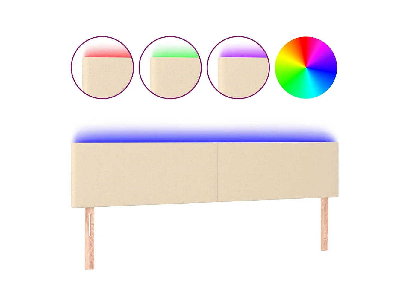 LED Hoofdbord Crème 200x5x78/88 cm Stof