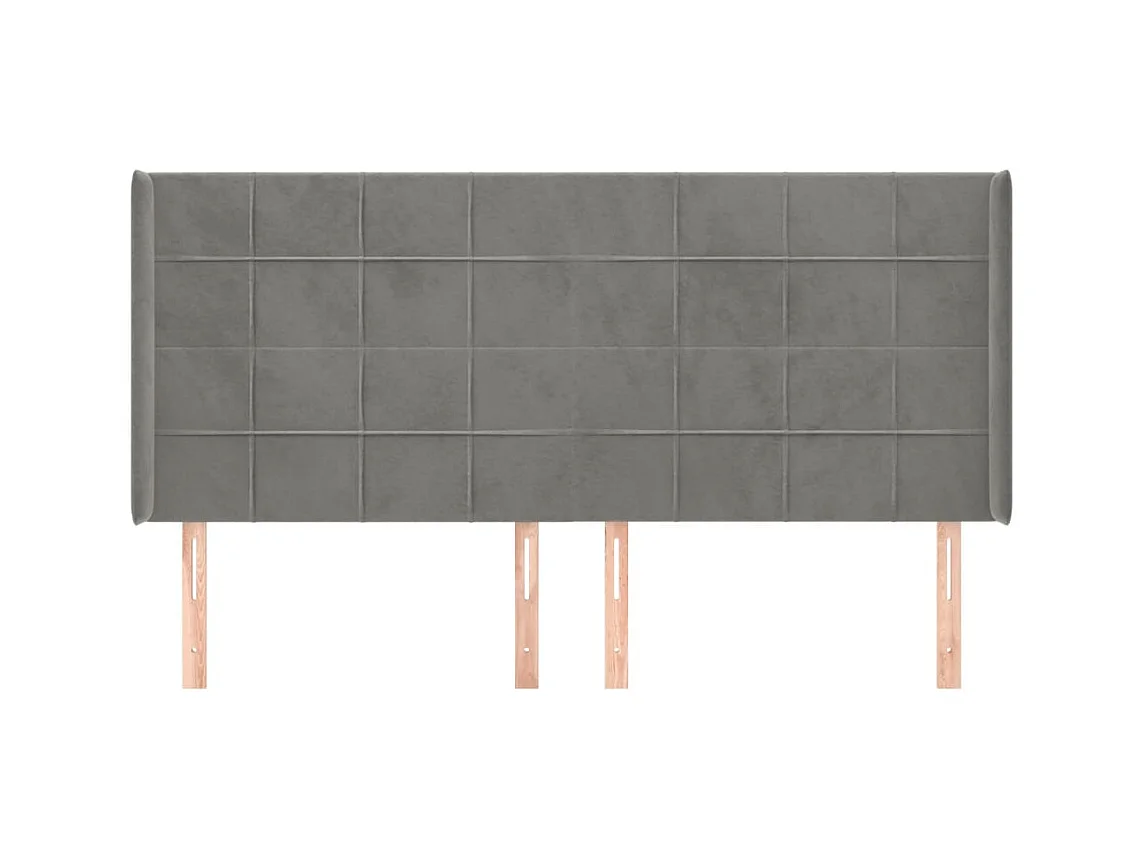 Hoofdbord met vleugels Lichtgrijs 163x16x118/128 cm Fluweel