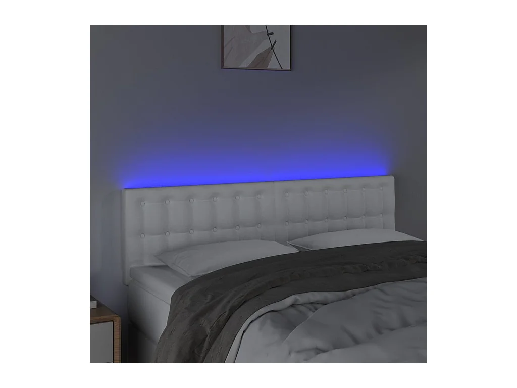 LED Hoofdbord Wit 144x5x78/88 cm Kunstleer