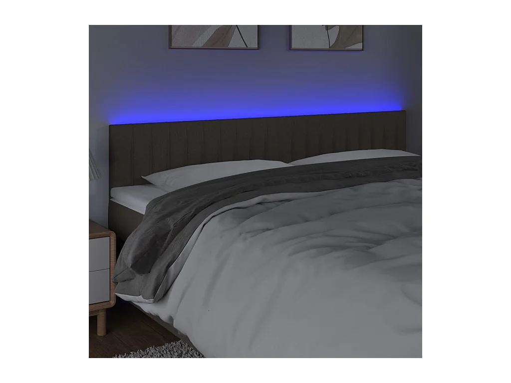 Tête de lit à LED Taupe 160x5x78/88 cm Tissu