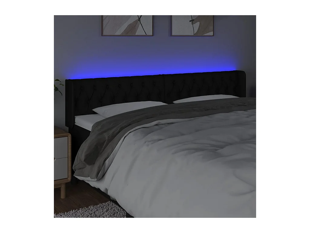 Cabecero LED Negro 183x16x78/88 cm Tela