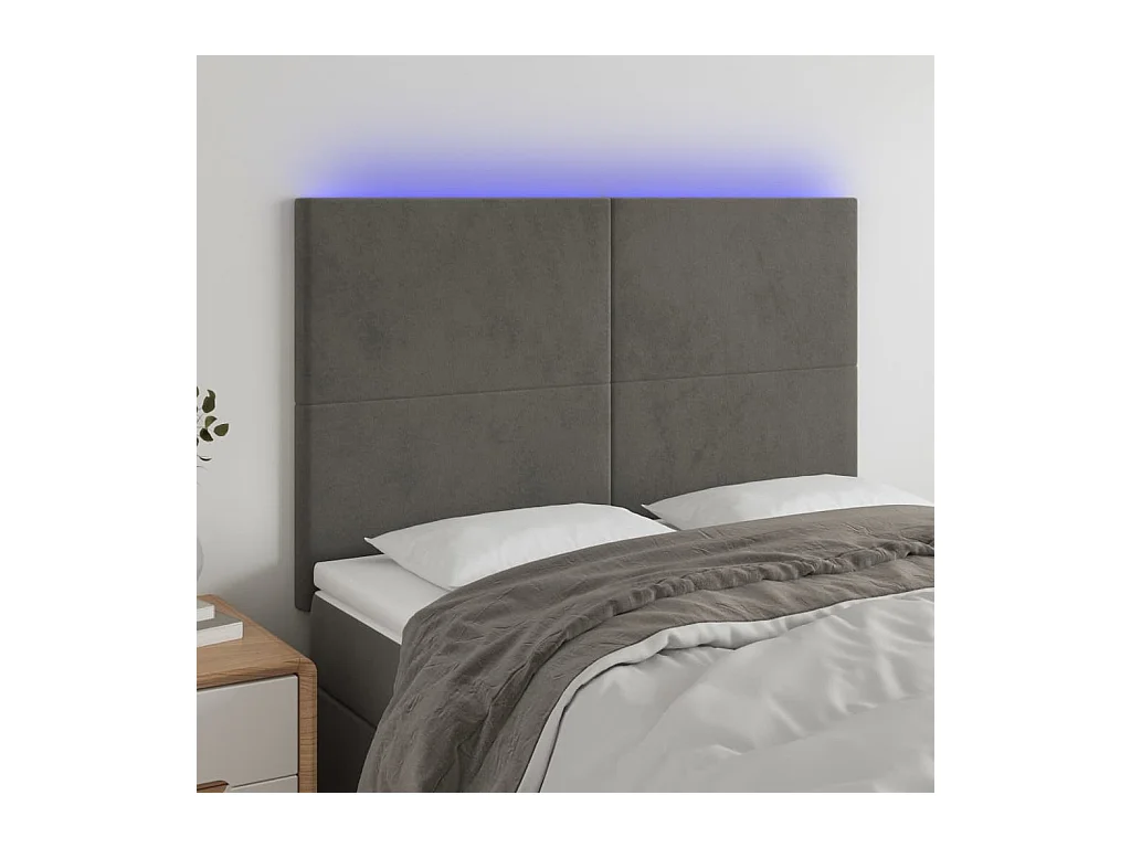 Cabecero LED Gris Oscuro 144x5x118/128 cm Terciopelo