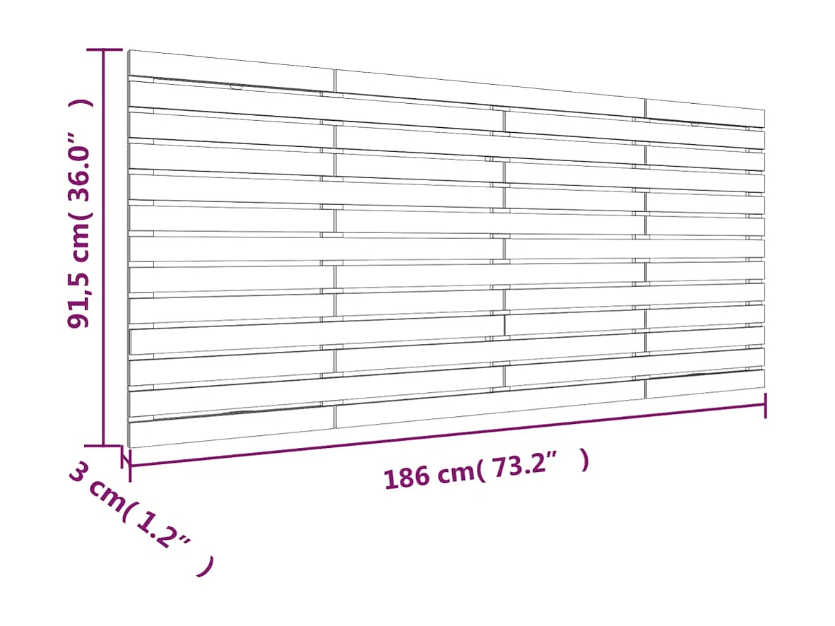 Cabecero de pared 186x3x91,5 cm Madera maciza de pino