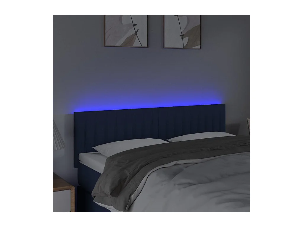 Blauw LED hoofdbord 144x5x78/88 cm Stof