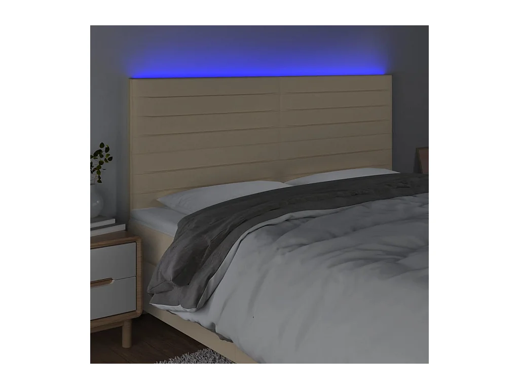 LED Hoofdbord Crème 180x5x118/128 cm Stof
