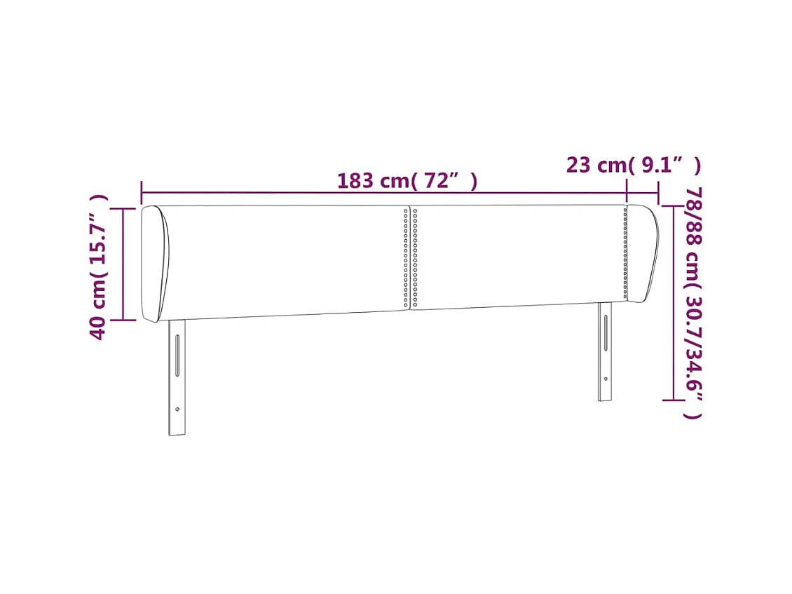 Hoofdbord met vleugels Rose 183x23x78/88 cm Fluweel