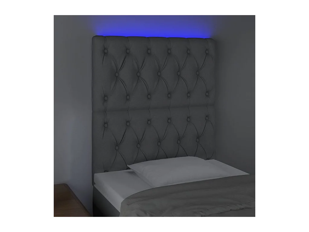 Cabecero LED Gris claro 80x7x118/128 cm Tela