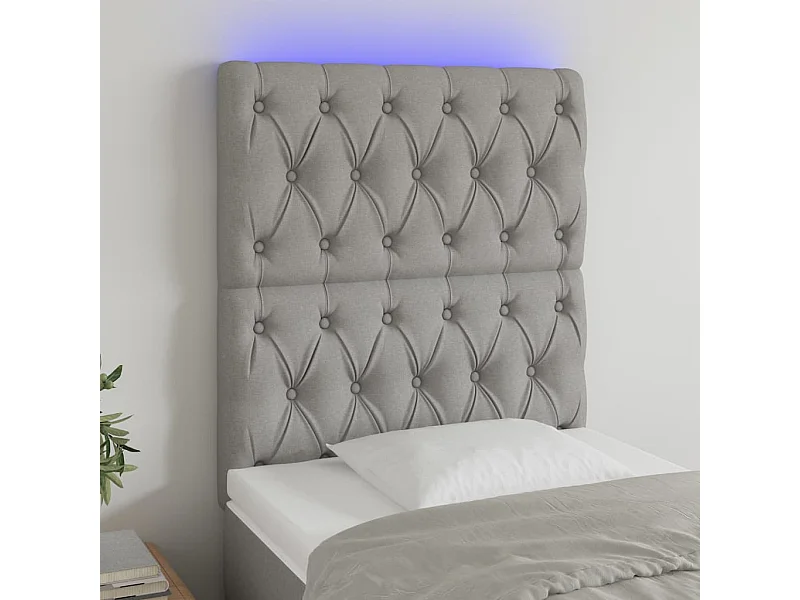 Testiera LED Grigio chiaro 80x7x118/128 cm Tessuto