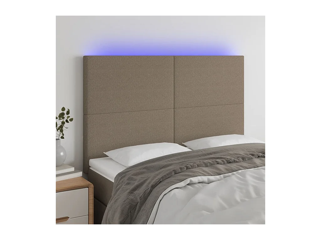 Tête de lit à LED Taupe 144x5x118/128 cm Tissu
