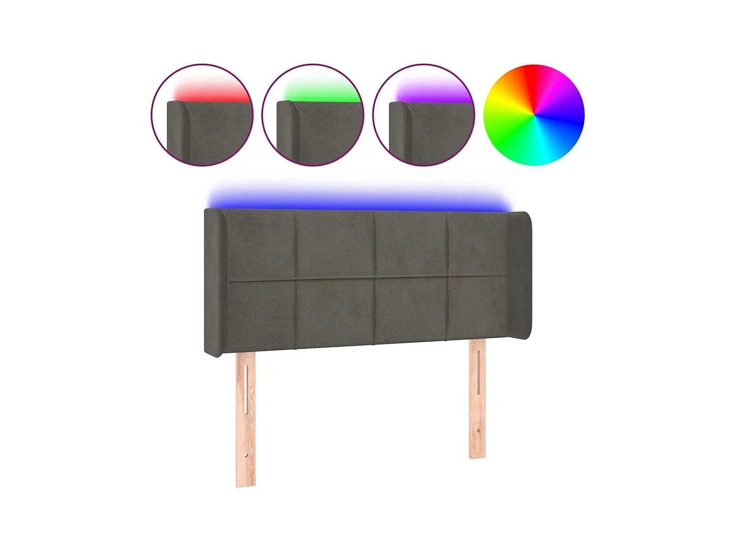 Cabecero LED Gris Oscuro 103x16x78/88 cm Terciopelo