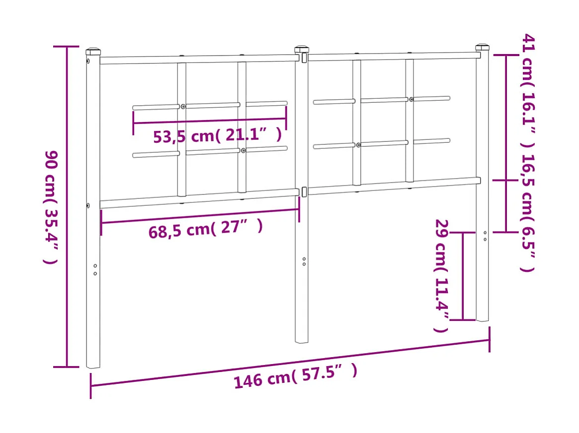 Tête de lit métal noir 140 cm