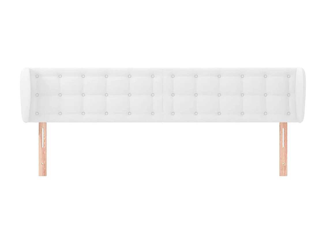 Tête de lit avec oreilles Blanc 203x23x78/88 cm Similicuir