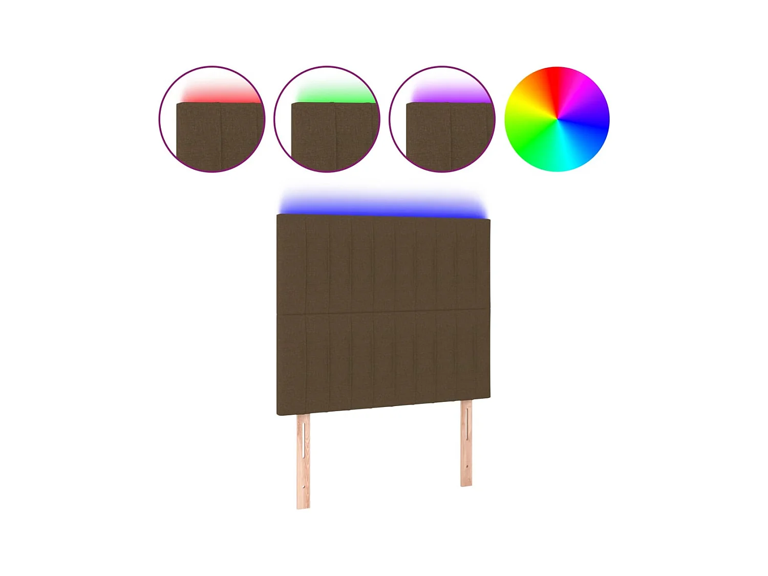 LED Hoofdbord Donkerbruin 100x5x118/128 cm Stof