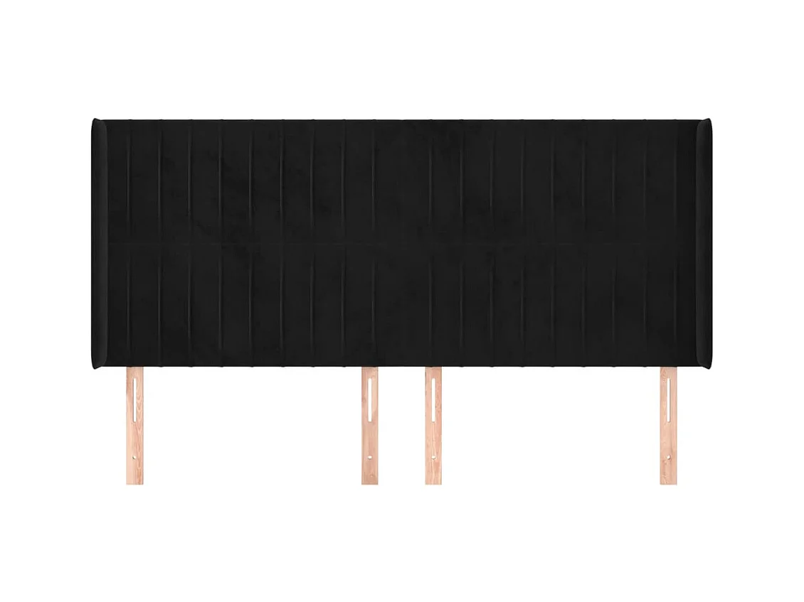 Testiera con ali Nero 183x16x118/128 cm Velluto