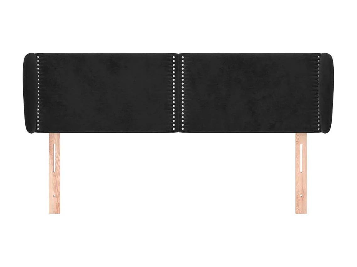 Testiera con ali Nero 147x23x78/88 cm Velluto