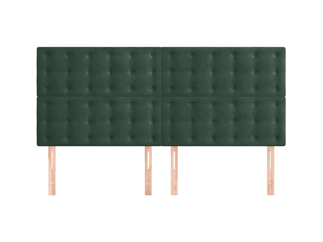 Cabeceros 4 piezas Verde Oscuro 80x5x78/88 cm Terciopelo
